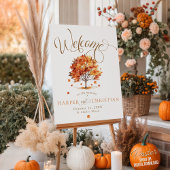 Poster Watercolor Fall Tree Calligraphy Wedding Welcome