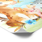 Poster Watercolor Farm Animaux Baby shower garçon (Coin)