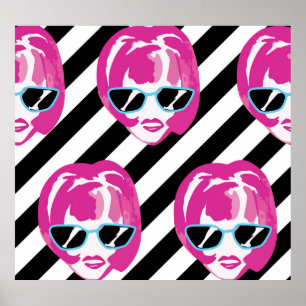 Poster Watercolor Fashion Girls Visages Motif