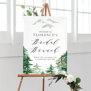 Poster Watercolor Forest Woodland Bridal Brunch Bienvenue