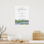 Poster Watercolor Fort Lauderdale Skyline Mariage Bienven (Cuisine)