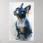 Poster Watercolor French bulldog sitting (Devant)