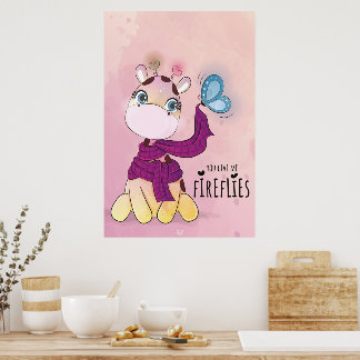 Poster Watercolor Giraffe