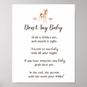 Poster Watercolor Girl Deer ne pas dire Baby shower jeu