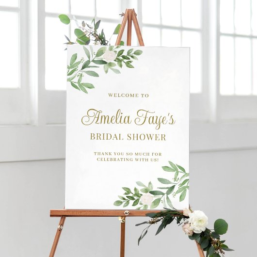 Poster Watercolor Greenery Bridal Shower Welcome