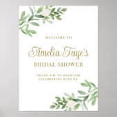 Poster Watercolor Greenery Bridal Shower Welcome (Devant)