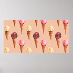 Poster Watercolor illustration of ice cream. Séamlespat