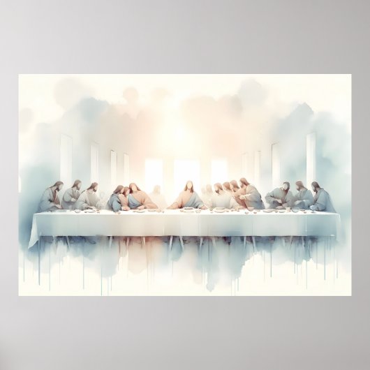 Poster Watercolor illustration of the Last Supper  (Devant)