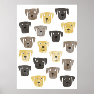 Poster Watercolor Labrador Retriever Dogs