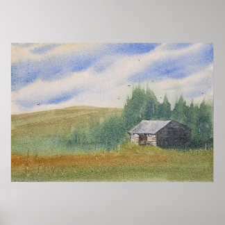 Poster Watercolor Landscape Painting