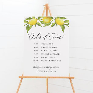Poster Watercolor Lemon Garland Ordre des événements Mari