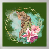 Poster Watercolor Leopard et Tropical Frame (Devant)