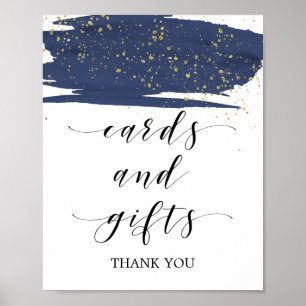 Poster Watercolor Marine et Gold Sparkles Cartes et Cadea