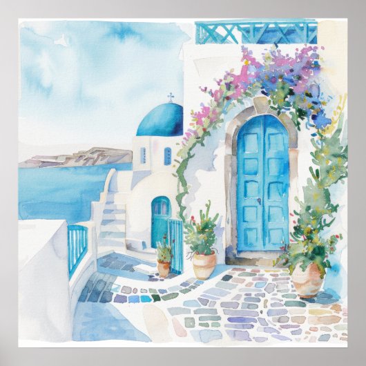 Poster Watercolor Mediterranean  (Devant)