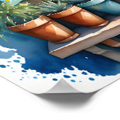 Poster Watercolor Mediterranean Window View Coastal Ville (Coin)