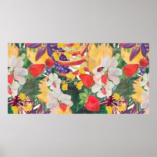 Poster WAtercolor motif tropical transparent avec exotiqu (Devant)