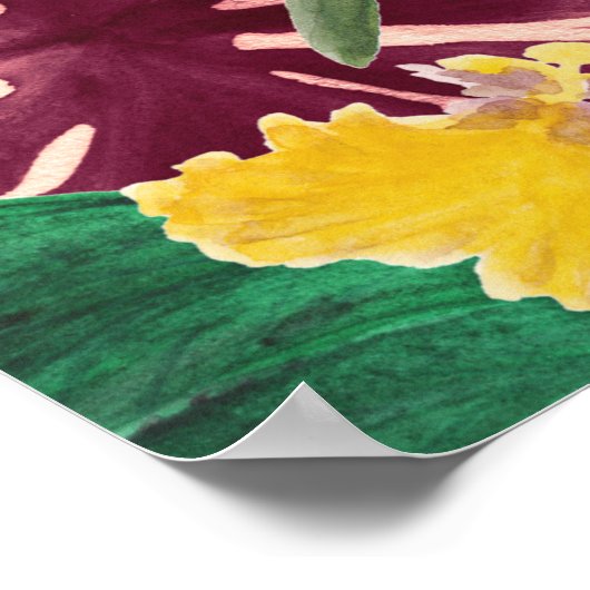 Poster WAtercolor motif tropical transparent avec exotiqu (Coin)