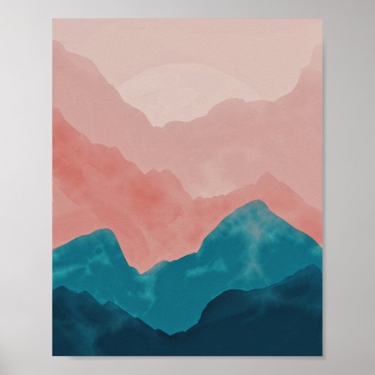 Poster Watercolor Mountain Hills (Devant)