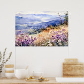Poster Watercolor Mountain Nature Print (Cuisine)