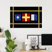 Poster Watercolor Nautical Signal maritime Flag monogram (Bureau à domicile)