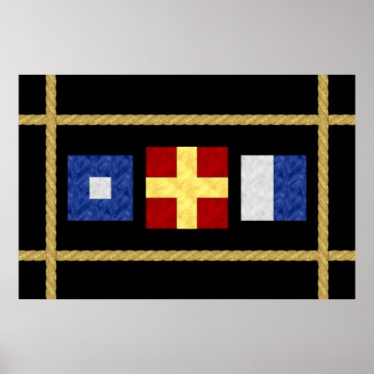 Poster Watercolor Nautical Signal maritime Flag monogram (Devant)