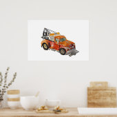 Poster Watercolor of a orange rusty tow truck (Cuisine)