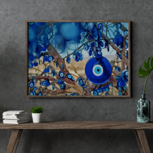 Poster Watercolor of Tree Decorated with Nazars