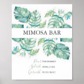 Poster Watercolor Palm Leaves Mimosa Bar (Devant)