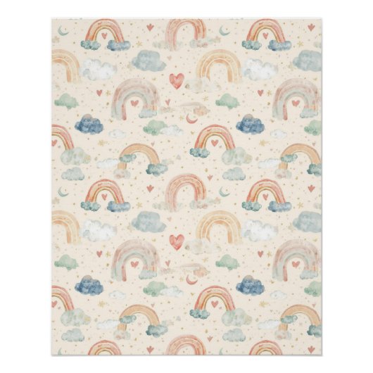 Poster Watercolor Pastel Rainbow Nursery Art (Devant)