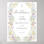 Poster Watercolor Pastel Wildflowers Wedding Welcome (Devant)