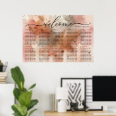 Poster Watercolor Rose Gold Celebration Siège de bienvenu (Bureau à domicile)