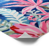 Poster Watercolor Sailboat rose Carré tropical (Coin)