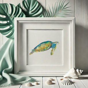 Poster Watercolor Sea Turtle