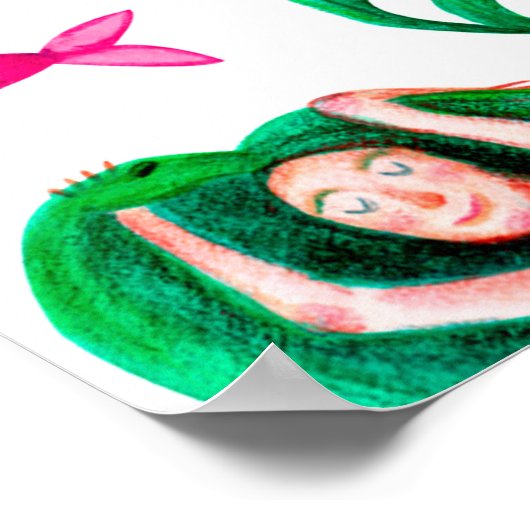 Poster Watercolor seamless pattern with mermaids, seashel (Coin)