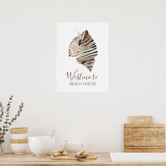 Poster Watercolor Seashell Beach House (Cuisine)