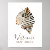Poster Watercolor Seashell Beach House (Devant)