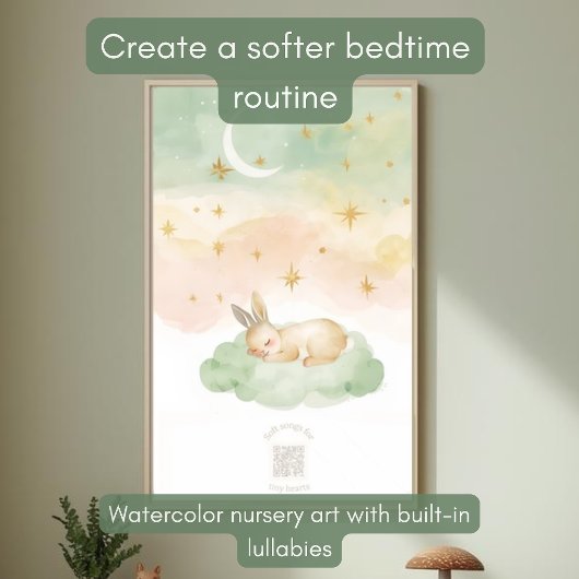 Poster Watercolor Sleeping Rabbit Nursery Wall Art