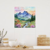 Poster Watercolor Summer Mountain (Cuisine)