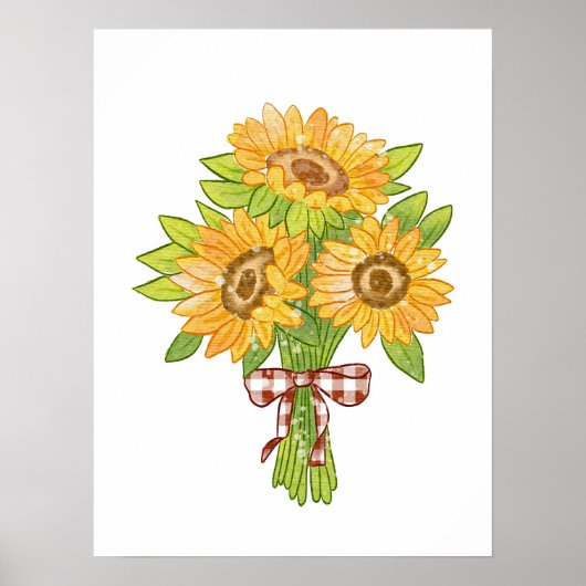 Poster Watercolor Sunflower Bouquet  (Devant)