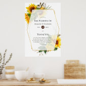 Poster Watercolor Sunflower Rustique Mariage Bienvenue (Cuisine)