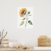 Poster Watercolor Sunflower Wall Art Print (Cuisine)