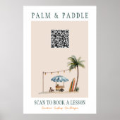 Poster Watercolor Surf Lesson QR Sign (Devant)