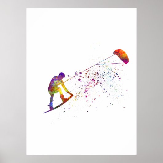 Poster watercolor surfer (Devant)