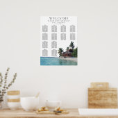 Poster Watercolor Tropical Beach Wedding Seating Chart (Cuisine)