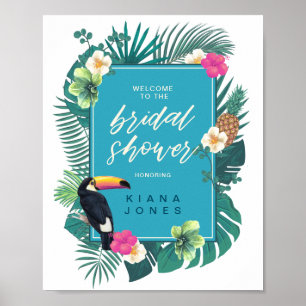 Poster Watercolor Tropical Bridal Shower Teal ID577