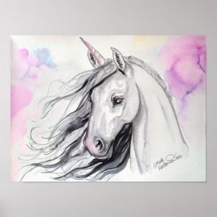 Poster Watercolor Unicorn Painting Art Print