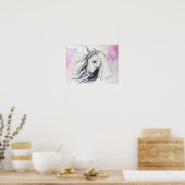 Poster Watercolor Unicorn Painting Art Print (Cuisine)