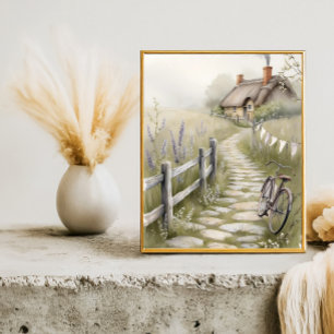 Poster Watercolor Vintage Country Art Imprimer Cottage