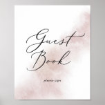 Poster Watercolor Wash | Blush Guest Book Sign<br><div class="desc">This watercolor wash blush guest book sign is perfect for a modern wedding. The simple and classic design features a splash of pastel blush pink water color with minimalist elegant style.</div>
