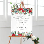Poster Watercolor Winter Blooms Garlands Rehearer Dîner<br><div class="desc">Bienvenue à vos invités dans le style avec notre panneau d'accueil de répétition personnalisable, avec une belle aquarelle design de poinsettias, d'hivernages, d'aiguilles de pin, et d'autres florales et verdure d'hiver. Ce panneau de répétition florale est parfait pour les mariages d'hiver, ce panneau élégant capte l'essence de la saison, apportant...</div>